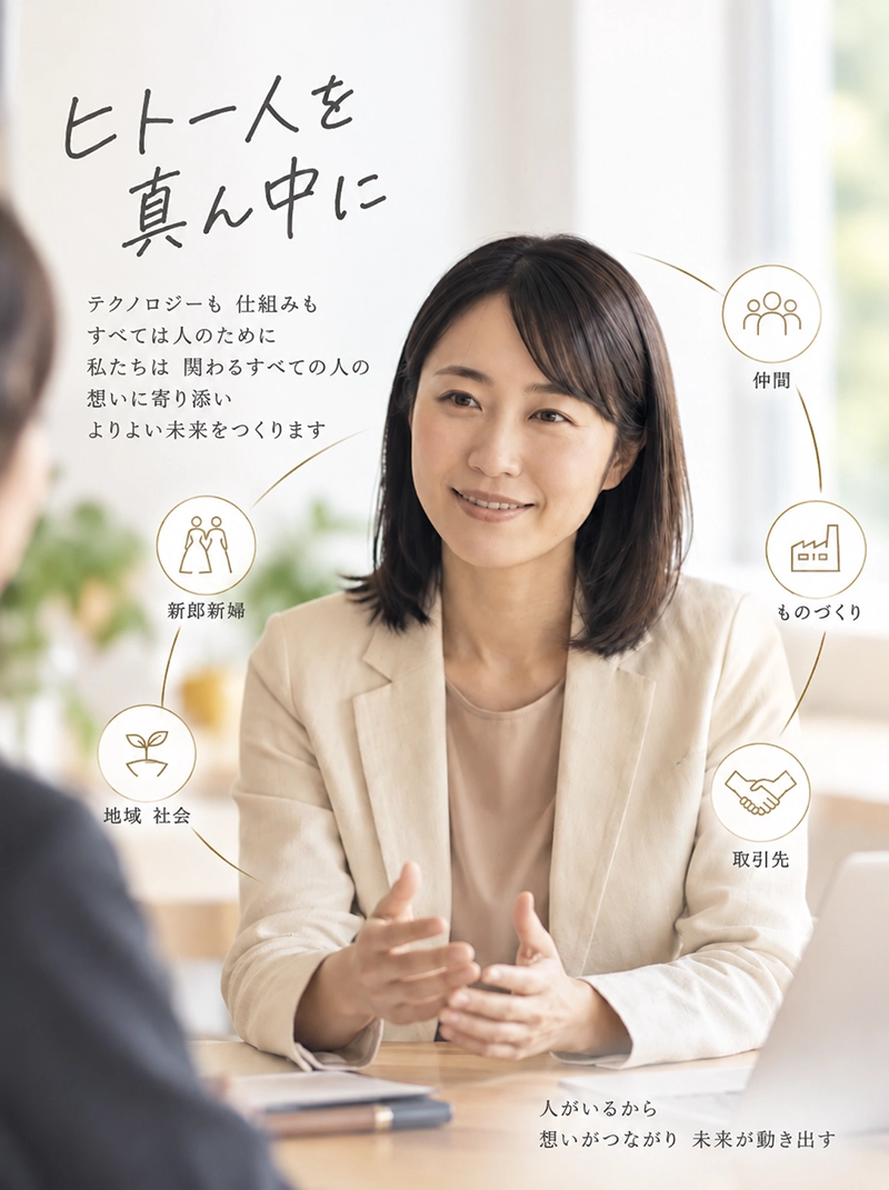 オフィスで顧客と向き合って話す女性社員